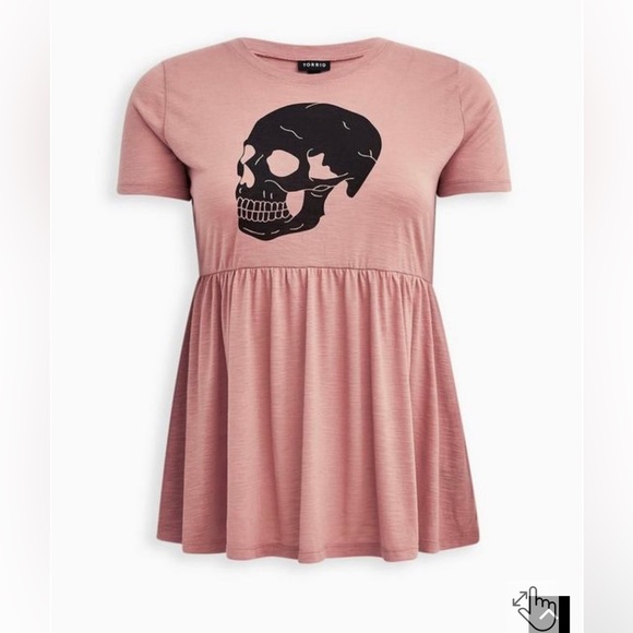 Plus Size Women’s Torrid Skull Baby Doll Top SZ 0 - Picture 5 of 7